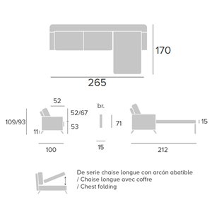 Sofá cama chaise lounge Alan Francés Bañón