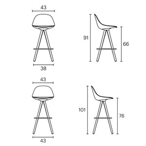 Taburete Mate Spin Wood con respaldo Enea