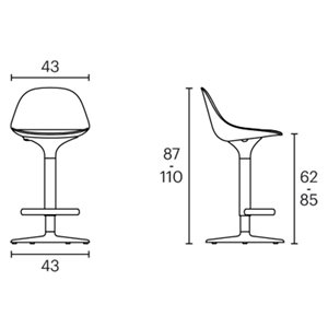 Taburete Mate Lift con respaldo Enea