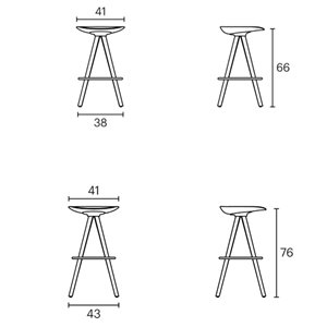 Taburete Mate Spin wood sin respaldo Enea