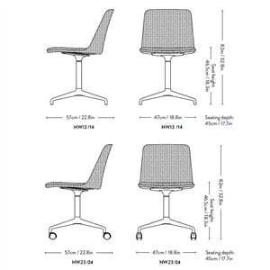 Silla Rely tapizada giratoria &Tradition