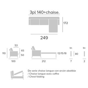 Sofá cama chaise longue Sam Francés Bañón