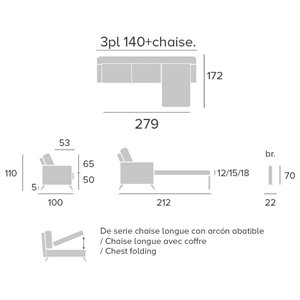 Sofá cama chaise longue Tarancón Francés Bañón