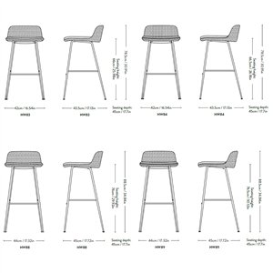 Taburete Rely respaldo bajo tapizado &Tradition
