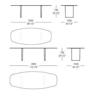 Mesa Ala semiovalada Cristal MisuraEmme