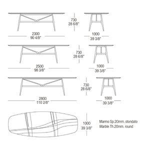 Mesa Gaudí Semiovalada Mármol MisuraEmme