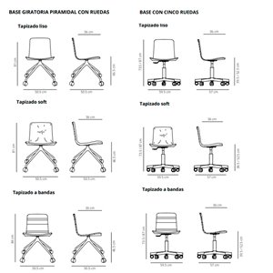 Silla Klip tapizada base giratoria con ruedas Viccarbe