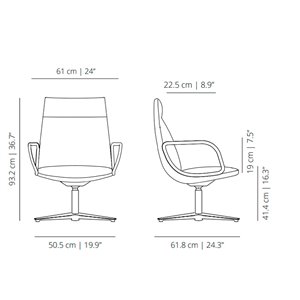 Butaca Noha Lounge executive brazos tapizados Viccarbe