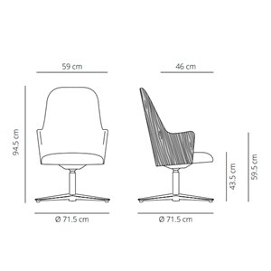 Butaca Aleta Executive madera giratoria Viccarbe