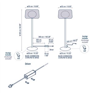 Lámpara de pie Fora P Concreto Bover