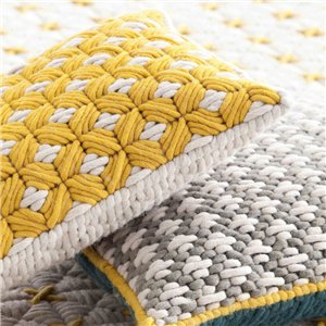 Cojín Silai rectangular Yellow-white GAN