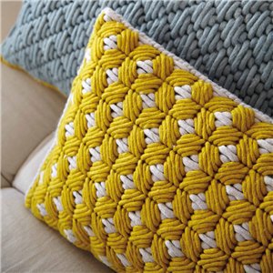 Cojín Silai rectangular Yellow-white GAN