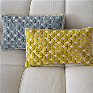 Cojín Silai rectangular Yellow-white GAN