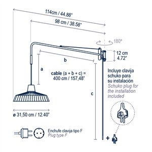 Aplique de pared Marietta 32 A/98 Outdoor Bovera
