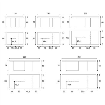 Mesa fija rectangular Air lacado Lago