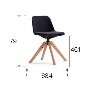 Silla Abril tapizada base piramidal madera esPattio