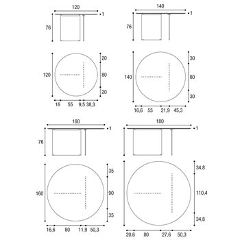 Mesa fija redonda Air cristal Lago