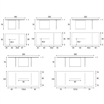 Mesa fija rectangular Air Slim cristal Lago