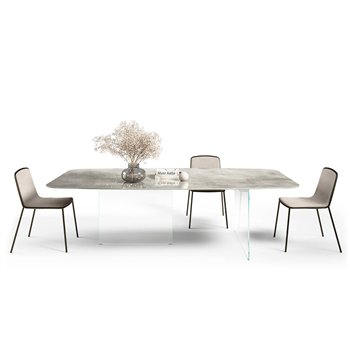 Mesa fija cantos redondeados Air Slim XGlass Lago