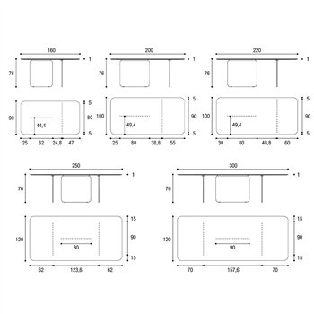Mesa fija cantos redondeados Air Soft cristal Lago