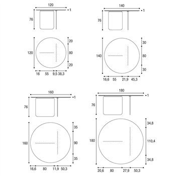 Mesa fija redonda Air Soft cristal Lago