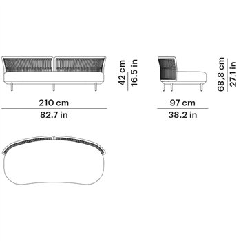 Sofá modular sin brazos Amba Woven Point