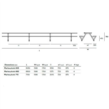 Mesa Marina Picnic 4 pies Extremis