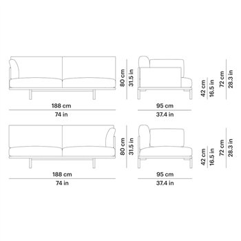 Sofá 2 plazas modular con brazo Long Island Point