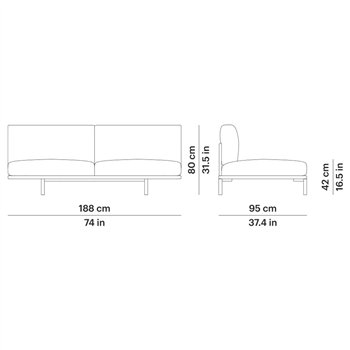 Sofá 2 plazas modular sin brazo Long Island Point