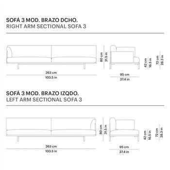 Sofá 3 plazas modular con brazo Long Island Point