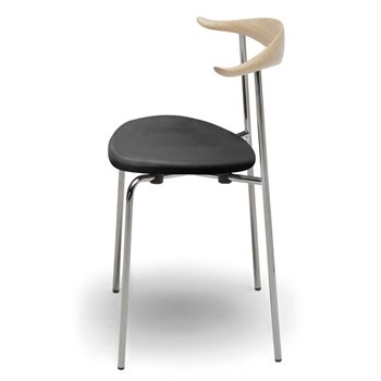 Silla CH88P piel Carl Hansen and Son - Roble Jabón/Acero inoxidable/Leather Thor 301