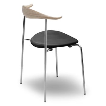 Silla CH88P piel Carl Hansen and Son - Roble Jabón/Acero inoxidable/Leather Thor 301