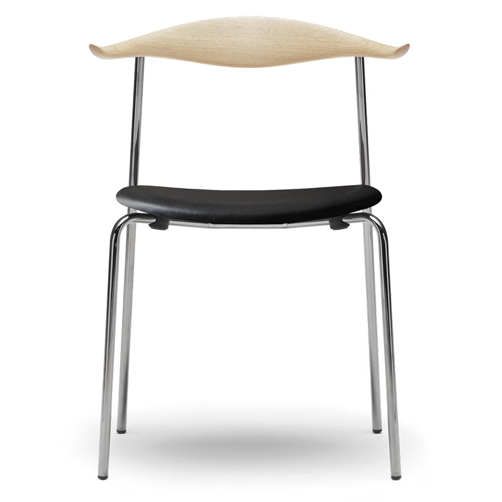 Silla CH88P piel Carl Hansen and Son - Roble Jabón/Acero inoxidable/Leather Thor 301