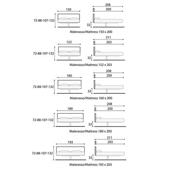 Cama matrimonio Fluttua tapizado Lago