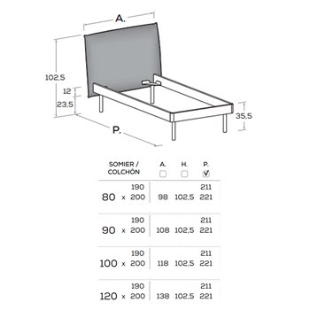 Cama individual Pillow lacada Nidi