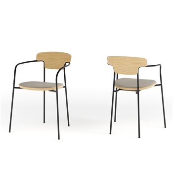 Silla Pecan con asiento tapizado Punt