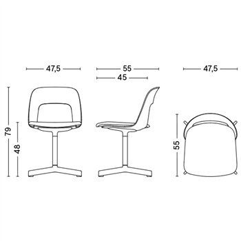 Silla Layout 133 asiento tapizado Hay