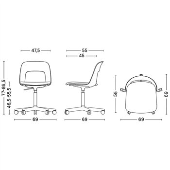 Silla Layout 143 asiento tapizado Hay
