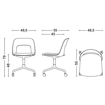 Silla Layout 163 asiento tapizado Hay