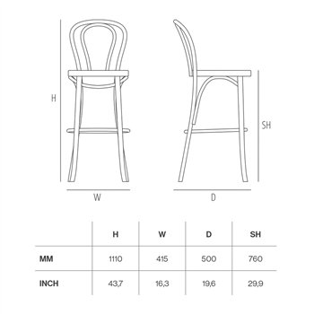 Taburete N.18 Madera GTV Thonet Vienna