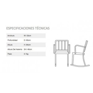 Mecedora brazos Heritage de Emeco. Mecedora aluminio