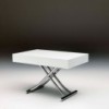 Mesa transformable Box de Ozzio design. Mesa auxiliar de marmol y cristal