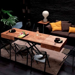 Mesa transformable Box legno de Ozzio design. Sillas y mesas transformables.