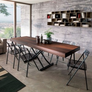 Mesa transformable Newood de Ozzio design. Sillas y mesas transformables.